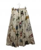 CABANキャバン）の古着「シルクボタニカルプリントロングスカート」｜ホワイト