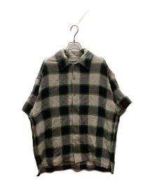 TOMORROW LAND（トゥモローランド）の古着「インドコットン バスケットウィーブ ハーフスリーブシャツ」｜グリーン