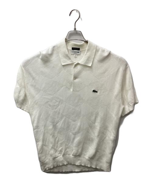 LACOSTE（ラコステ）LACOSTE (ラコステ) BEAUTY&YOUTH (ビューティーアンドユース) ジャカードニットポロシャツ ホワイト サイズ:Mの古着・服飾アイテム