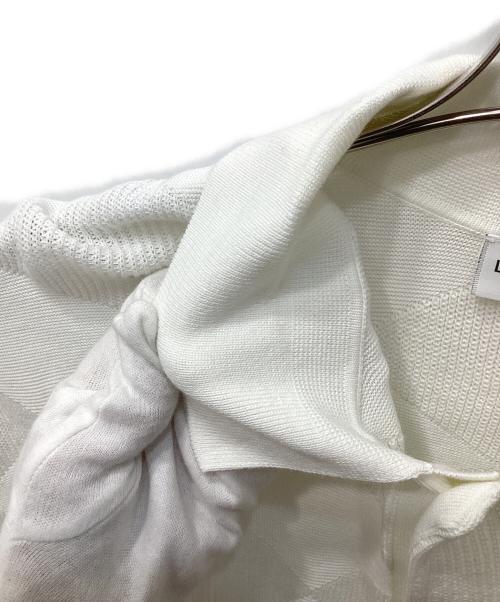 LACOSTE（ラコステ）LACOSTE (ラコステ) BEAUTY&YOUTH (ビューティーアンドユース) ジャカードニットポロシャツ ホワイト サイズ:Mの古着・服飾アイテム