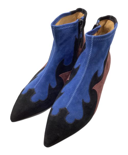 TOGA PULLA（トーガ プルラ）TOGA PULLA (トーガ プルラ) ウエスタンパネルブーツ ベージュ×ブルー サイズ:38の古着・服飾アイテム