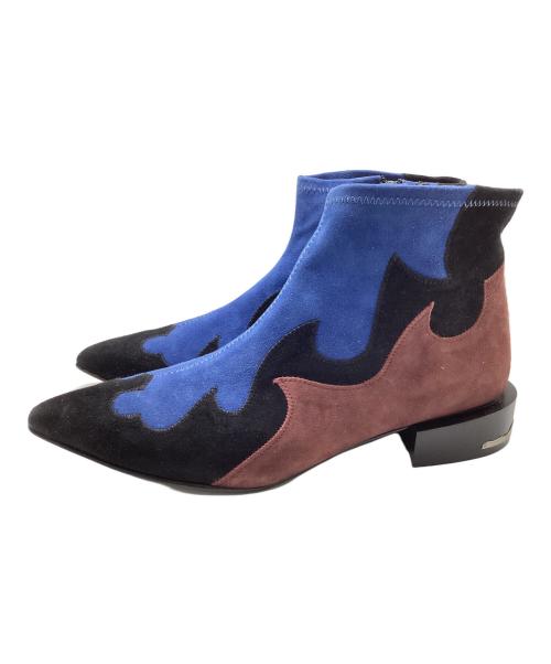 TOGA PULLA（トーガ プルラ）TOGA PULLA (トーガ プルラ) ウエスタンパネルブーツ ベージュ×ブルー サイズ:38の古着・服飾アイテム