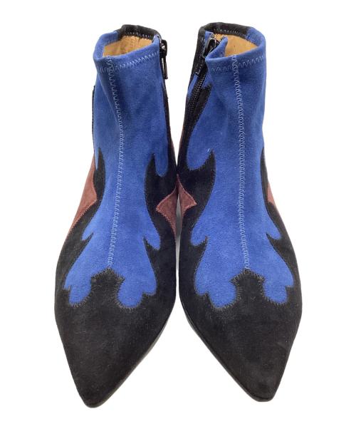 TOGA PULLA（トーガ プルラ）TOGA PULLA (トーガ プルラ) ウエスタンパネルブーツ ベージュ×ブルー サイズ:38の古着・服飾アイテム