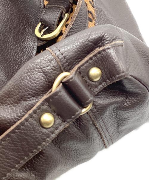 CLARKS（クラークス）CLARKS (クラークス) レオパード柄ハラコレザーバッグ ブラウンの古着・服飾アイテム
