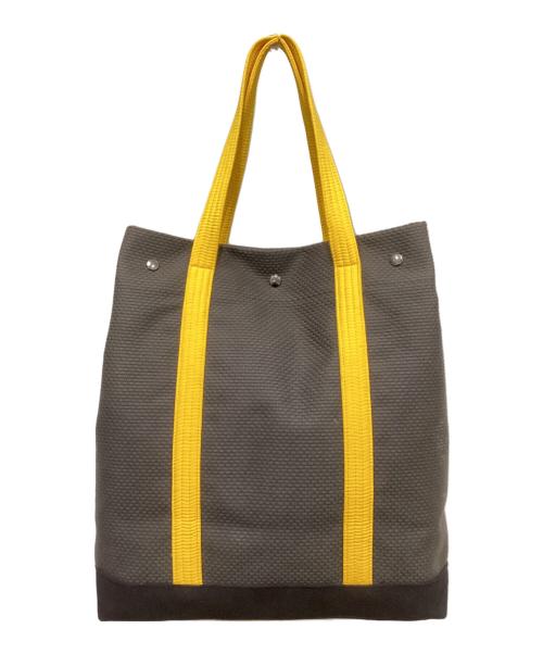 CaBas（キャバ）CABAS (キャバ) 刺し子トートバッグ ブラウン×イエローの古着・服飾アイテム