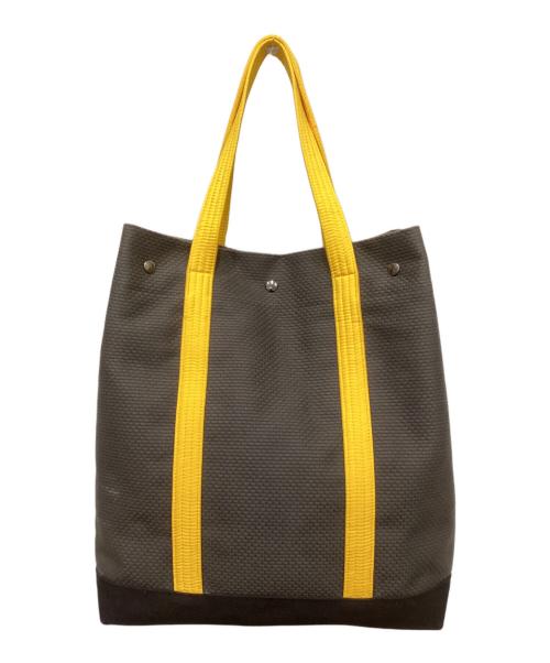 CaBas（キャバ）CABAS (キャバ) 刺し子トートバッグ ブラウン×イエローの古着・服飾アイテム
