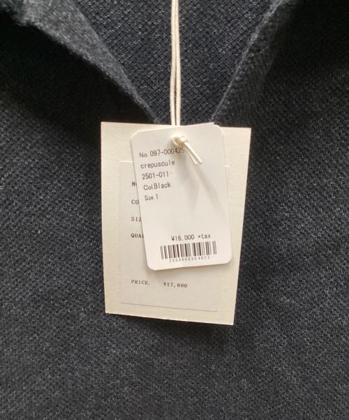 crepuscule（クレプスキュール）crepuscule (クレプスキュール) Moss Stitch Polo/モスステッチポロシャツ ブラック サイズ:1の古着・服飾アイテム