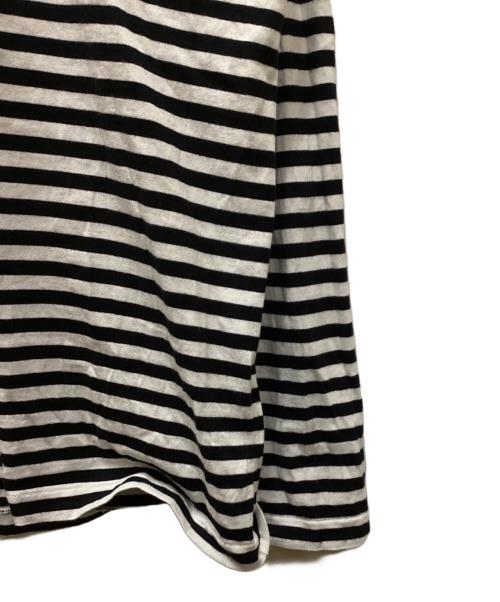 PLAY COMME des GARCONS（プレイコムデギャルソン）PLAY COMME des GARCONS (プレイコムデギャルソン) Border Long Sleeve T-Shirt With Red Emblem ホワイト×ブラック サイズ:XXLの古着・服飾アイテム