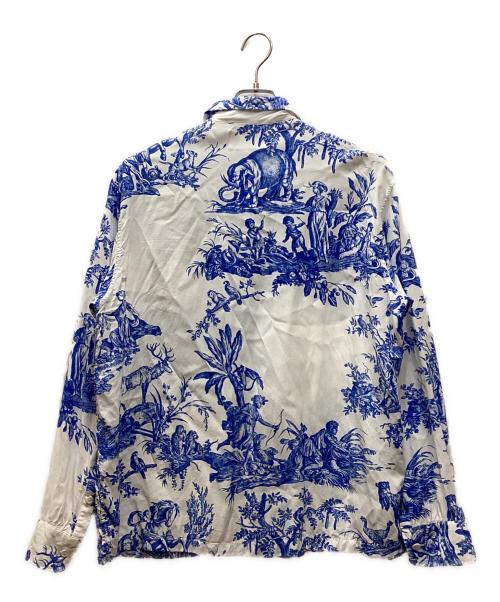 UNUSED（アンユーズド）UNUSED (アンユーズド) 4 continents print long sleeve shirt ホワイト×ブルー サイズ:2の古着・服飾アイテム