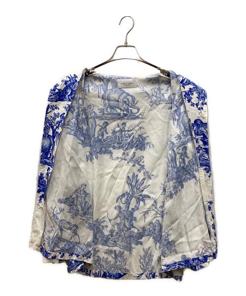 UNUSED（アンユーズド）UNUSED (アンユーズド) 4 continents print long sleeve shirt ホワイト×ブルー サイズ:2の古着・服飾アイテム