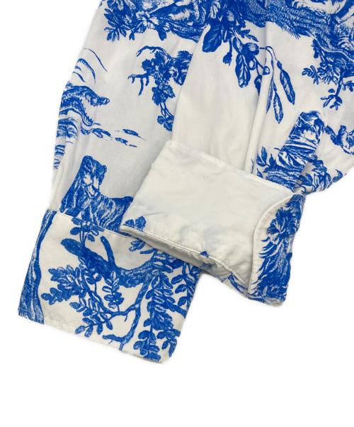 UNUSED（アンユーズド）UNUSED (アンユーズド) 4 continents print long sleeve shirt ホワイト×ブルー サイズ:2の古着・服飾アイテム