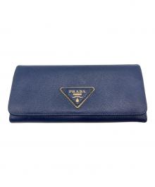 PRADA（プラダ）の古着「サフィアーノ長財布」｜ネイビー