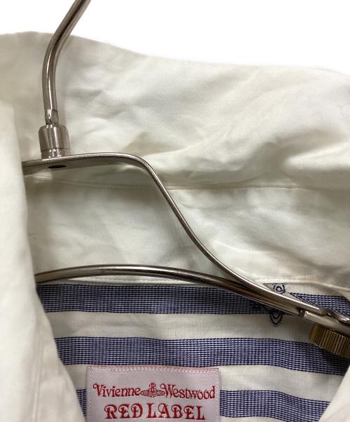 Vivienne Westwood RED LABEL（ヴィヴィアンウエストウッドレッドレーベル）Vivienne Westwood RED LABEL (ヴィヴィアンウエストウッドレッドレーベル) オーブ柄ストライプシャツ ブルー サイズ:3の古着・服飾アイテム