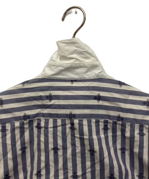 Vivienne Westwood RED LABEL（ヴィヴィアンウエストウッドレッドレーベル）Vivienne Westwood RED LABEL (ヴィヴィアンウエストウッドレッドレーベル) オーブ柄ストライプシャツ ブルー サイズ:3の古着・服飾アイテム