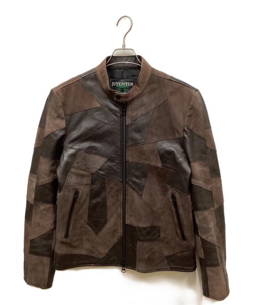 JUVENTUS（ユヴェントス）JUVENTUS (ユヴェントス) パッチワークシングルライダース ブラウン サイズ:Mの古着・服飾アイテム