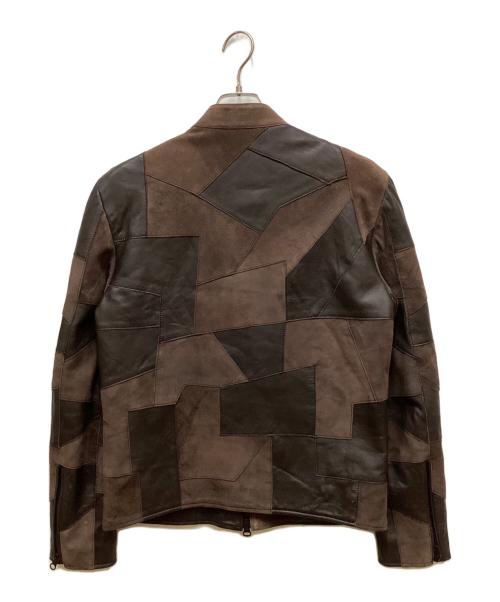JUVENTUS（ユヴェントス）JUVENTUS (ユヴェントス) パッチワークシングルライダース ブラウン サイズ:Mの古着・服飾アイテム