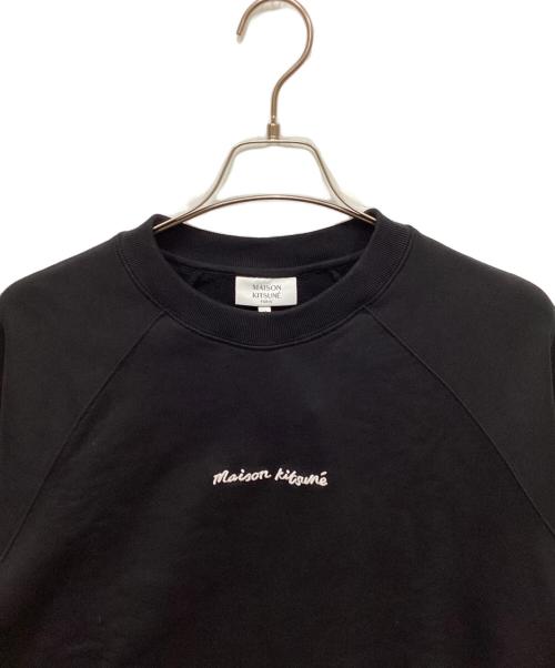 maison kitsune（メゾンキツネ）maison kitsune (メゾンキツネ) ラインハンドライティングオーバーサイズ スウェットシャツ ブラック サイズ:XS 未使用品の古着・服飾アイテム