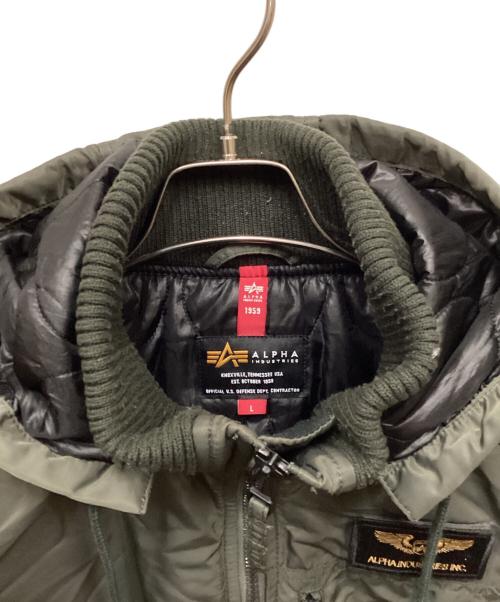 ALPHA（アルファ）ALPHA (アルファ) フーデッド リブジャケット オリーブ サイズ:Ｌの古着・服飾アイテム