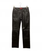 HUGO BOSSヒューゴ ボス）の古着「ラムレザーパンツ」｜ブラック