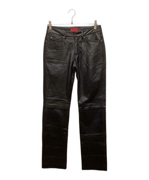 HUGO BOSS（ヒューゴ ボス）HUGO BOSS (ヒューゴ ボス) ラムレザーパンツ ブラック サイズ:44の古着・服飾アイテム