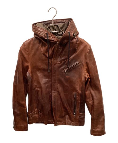 Haruf（ハルフ）Haruf (ハルフ) レザーフーデットジャケット ブラウン サイズ:Mの古着・服飾アイテム