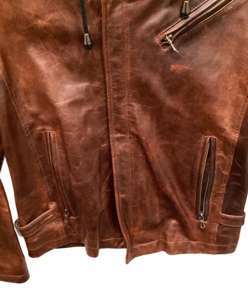 Haruf（ハルフ）Haruf (ハルフ) レザーフーデットジャケット ブラウン サイズ:Mの古着・服飾アイテム