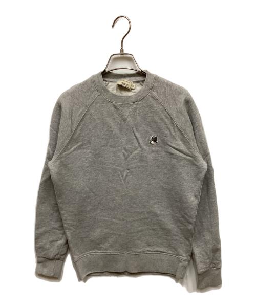 maison kitsune（メゾンキツネ）maison kitsune (メゾンキツネ) フォックスワッペンロゴスウェット グレー サイズ:XSの古着・服飾アイテム