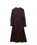 Loulou Willoughbyルルウィルビー）の古着「プチハートプリントワンピース」｜ブラック×レッド