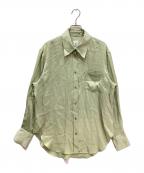 6(ROKU) BEAUTY&YOUTHロク ビューティーアンドユース）の古着「SATIN GEORGETTE SHIRT/サテンジョーゼットシャツ」｜グリーン