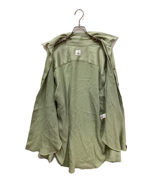 6(ROKU) BEAUTY&YOUTH（ロク ビューティーアンドユース）6(ROKU) BEAUTY&YOUTH (ロク ビューティーアンドユース) SATIN GEORGETTE SHIRT/サテンジョーゼットシャツ グリーン サイズ:10の古着・服飾アイテム