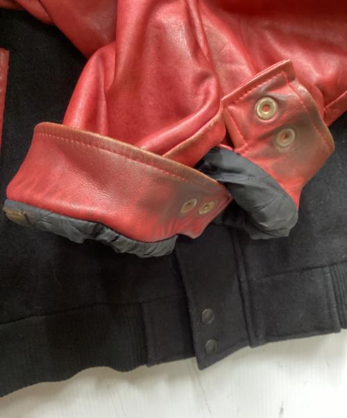 RE ACTION（リアクション）RE ACTION (リアクション) レザースリーブヴィンテージスタジャン レッド サイズ:XLの古着・服飾アイテム