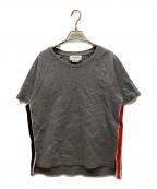 Thom Browneトムブラウン）の古着「Interlocking RWB Stripe Short Sleeve Tee/インターロッキングRWBストライプショートスリーブTシャツ」｜グレー