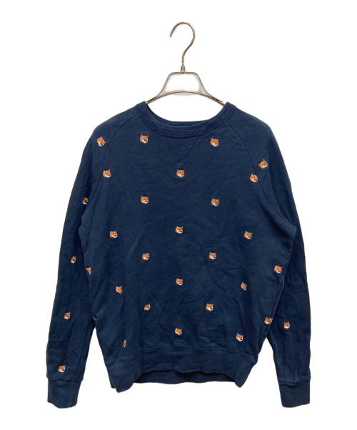 maison kitsune（メゾンキツネ）maison kitsune (メゾンキツネ) ロゴ刺繍スウェット ネイビー サイズ:XSの古着・服飾アイテム