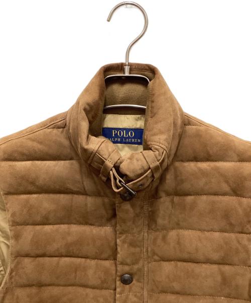 POLO RALPH LAUREN（ポロ・ラルフローレン）POLO RALPH LAUREN (ポロ・ラルフローレン) キルテッド スエード ダウン ベスト ブラウン サイズ:Sの古着・服飾アイテム