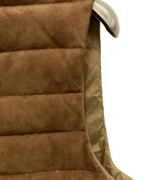 POLO RALPH LAUREN（ポロ・ラルフローレン）POLO RALPH LAUREN (ポロ・ラルフローレン) キルテッド スエード ダウン ベスト ブラウン サイズ:Sの古着・服飾アイテム