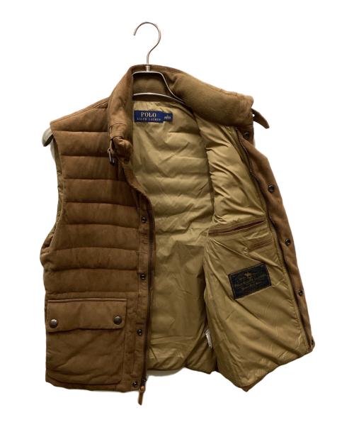 POLO RALPH LAUREN（ポロ・ラルフローレン）POLO RALPH LAUREN (ポロ・ラルフローレン) キルテッド スエード ダウン ベスト ブラウン サイズ:Sの古着・服飾アイテム