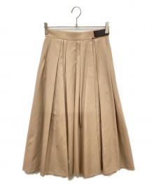 ebure（エブール）の古着「ランダムプリーツ ラップ ロングスカート」｜ベージュ