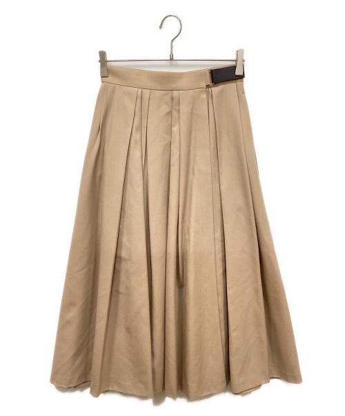 ebure（エブール）EBURE (エブール) ランダムプリーツ ラップ ロングスカート ベージュ サイズ:36の古着・服飾アイテム