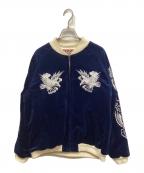 HOUSTONヒューストン）の古着「別珍スーベニアベロアスカジャン」｜ネイビー