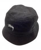 stussyステューシー）の古着「Melton Wool Deep Bucket Hat/メルトンウールディープバケットハット」｜ブラック