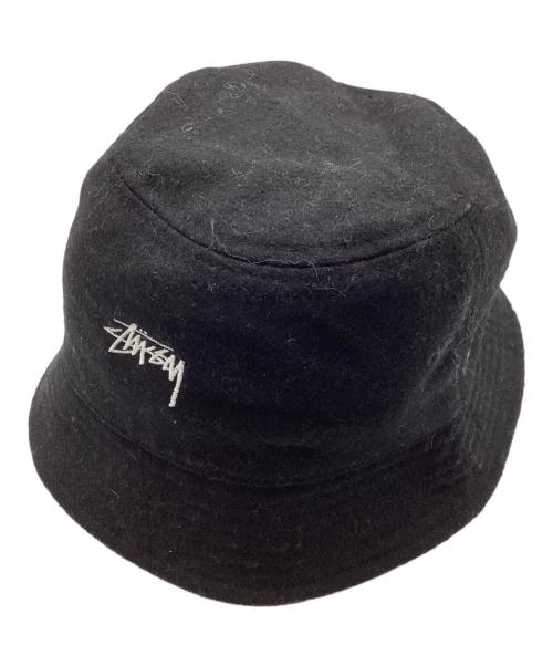 stussy（ステューシー）stussy (ステューシー) Melton Wool Deep Bucket Hat/メルトンウールディープバケットハット ブラック サイズ:L/XLの古着・服飾アイテム