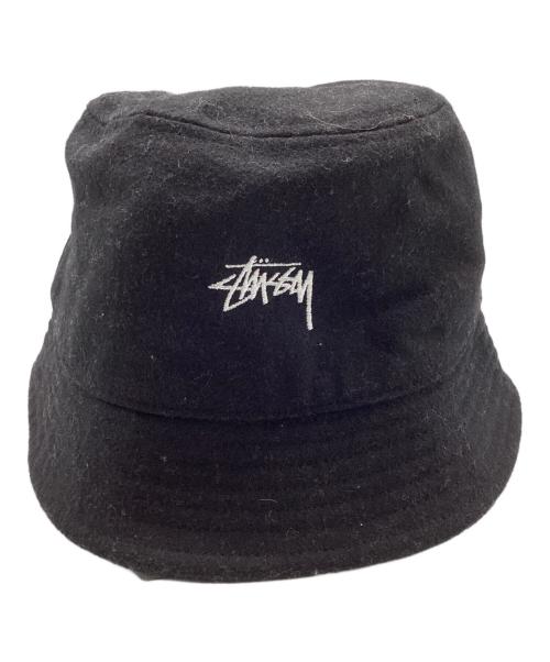 stussy（ステューシー）stussy (ステューシー) Melton Wool Deep Bucket Hat/メルトンウールディープバケットハット ブラック サイズ:L/XLの古着・服飾アイテム