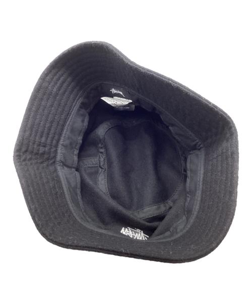 stussy（ステューシー）stussy (ステューシー) Melton Wool Deep Bucket Hat/メルトンウールディープバケットハット ブラック サイズ:L/XLの古着・服飾アイテム