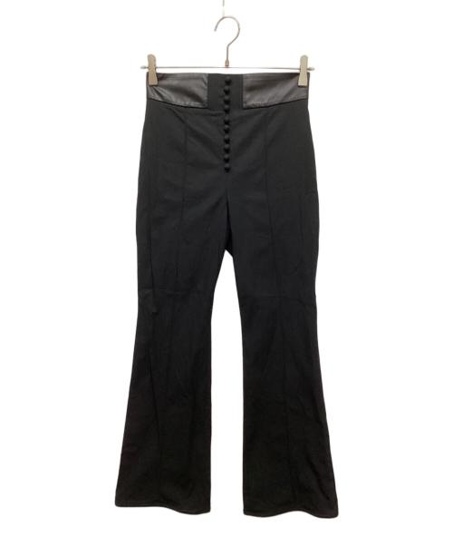Mame Kurogouchi（マメクロゴウチ）mame kurogouchi (マメクロゴウチ) ハイウェストチノフレアトラウザーズ ブラック サイズ:1の古着・服飾アイテム
