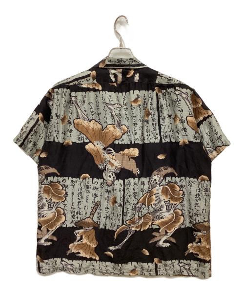 Dry Bones（ドライボーンズ）Dry bones (ドライボーンズ) シルク妖怪和柄シャツ グレー サイズ:Lの古着・服飾アイテム