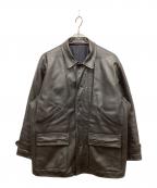 COMME des GARCONS HOMMEコムデギャルソン オム）の古着「98AW川久保キルティングライナーレザーカーコート」｜ブラック