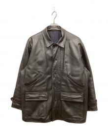 COMME des GARCONS HOMME（コムデギャルソン オム）の古着「98AW川久保キルティングライナーレザーカーコート」｜ブラック