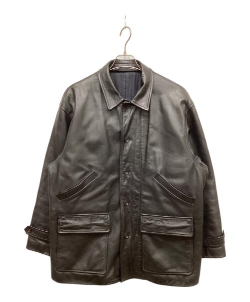 COMME des GARCONS HOMME（コムデギャルソン オム）COMME des GARCONS HOMME (コムデギャルソン オム) 98AW川久保キルティングライナーレザーカーコート ブラック サイズ:Mの古着・服飾アイテム