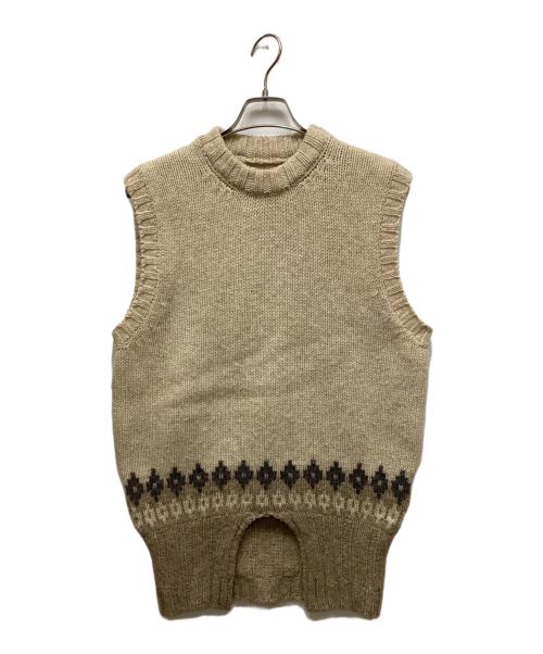 KAPITAL（キャピタル）KAPITAL (キャピタル) 3Gウール ノルディック柄 ベスト ベージュ サイズ:Lの古着・服飾アイテム
