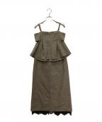 GALLESTギャレスト）の古着「ビスチェセットガンクラブチェックタイトスカート」｜ベージュ